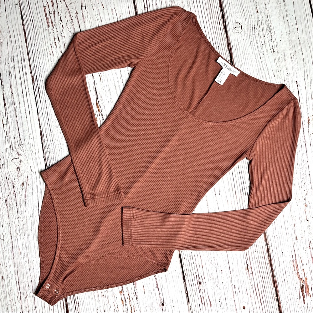 Forever 21 Ribbed Long Sleeve Bodysuit
